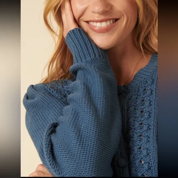 Blue Women's Cardigan Sweater - Picture 3 of 7